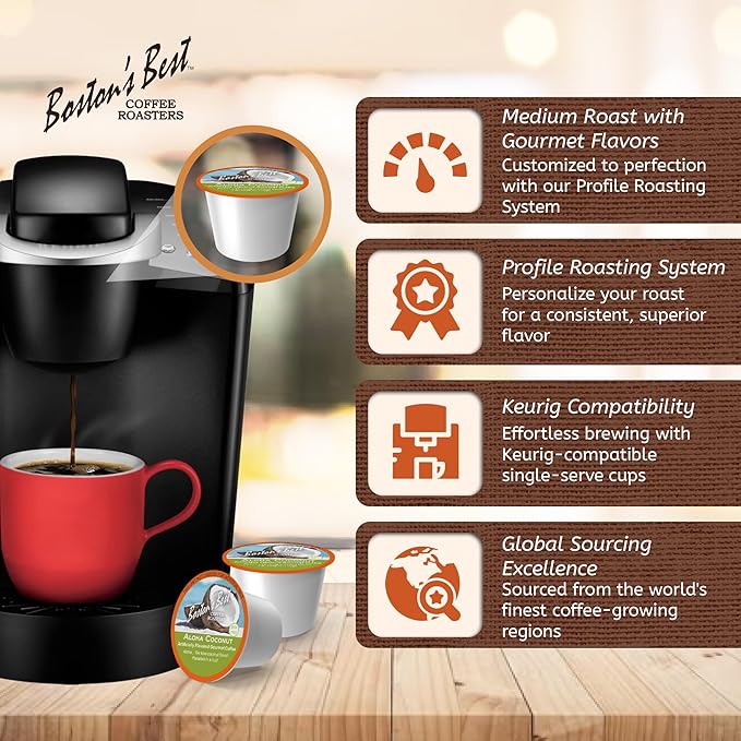 Boston’s Best - Aloha Coconut Flavored Delicious Gourmet Coffee Compatible with Keurig Coffee