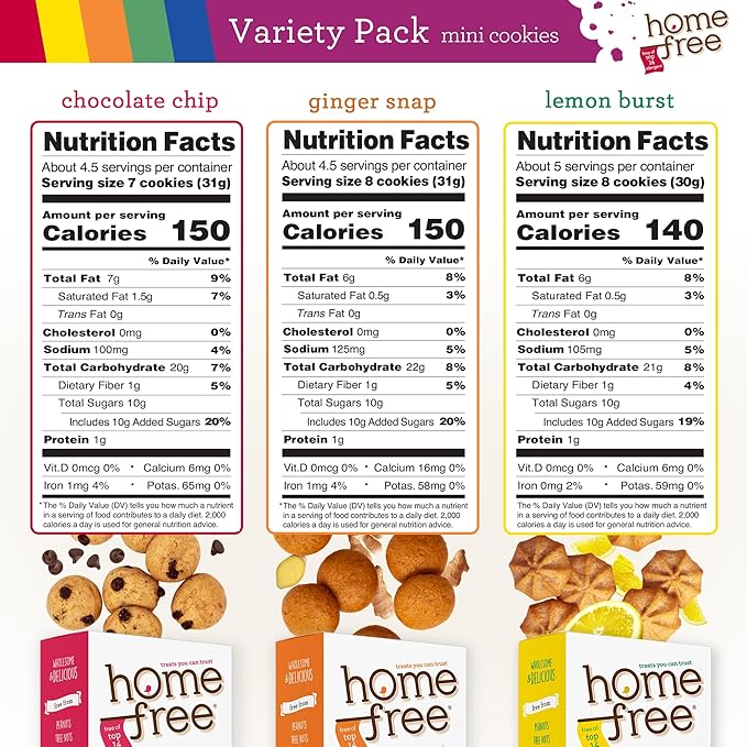 Homefree Treats — Vegan Cookies Variety Pack – Allergy Safe School Snacks – Peanut Free, Gluten