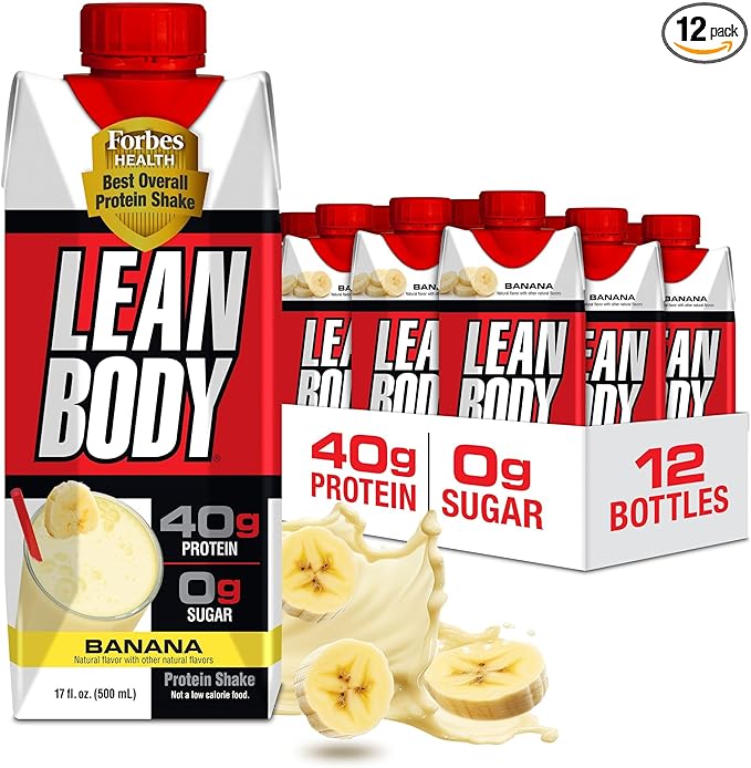 Lean Body Ready-to-Drink Banana Protein Shake, 40g Protein, Whey Blend, 0 Sugar, Gluten Free, 22