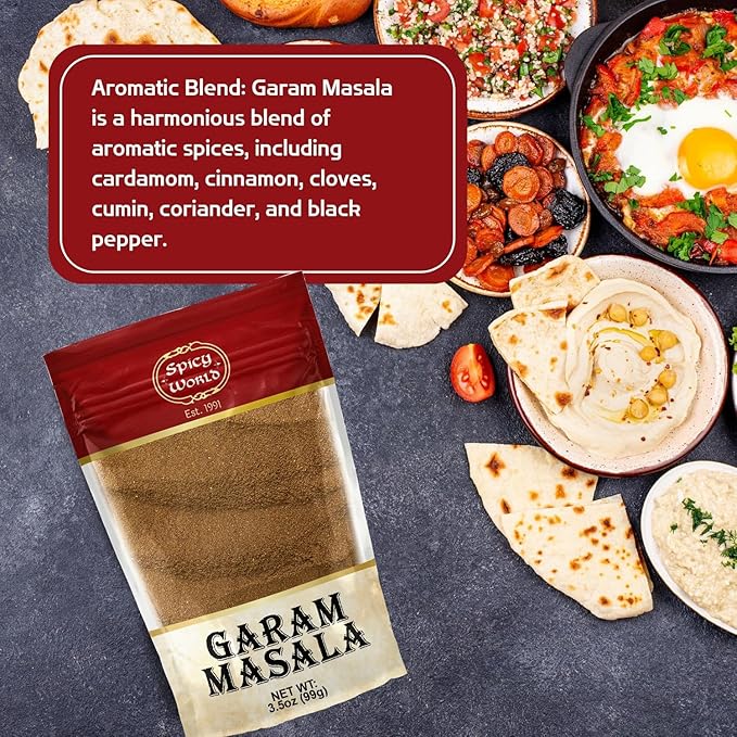 Spicy World Garam Masala Powder 3.5 Oz | Salt Free, Vegan | Indian Origin | Garam Masala Spice