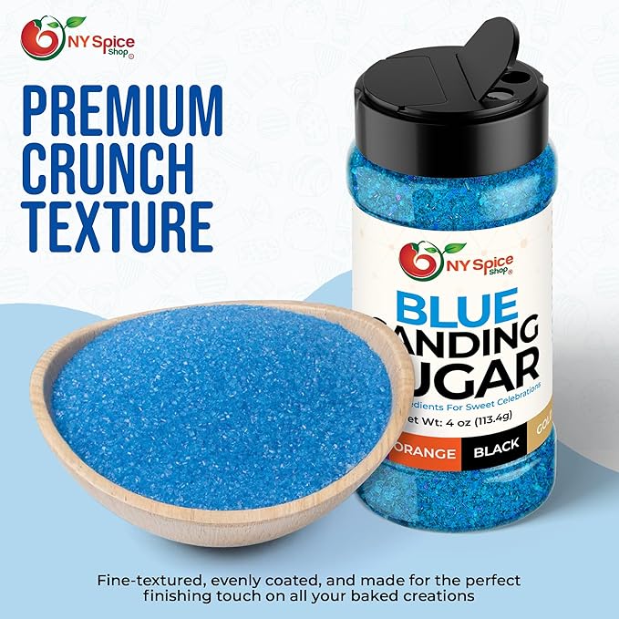 NY Spice Shop Blue Sanding Sugar - 4 Ounce Sweet Colorful Edible Sprinkles For Candy Dish - Sugar