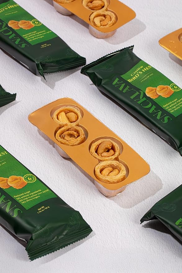 Snacklava Cashew Bird's Nest Baklava - 6 Pack (4 Pieces per Pack) - No Artificial Ingredients