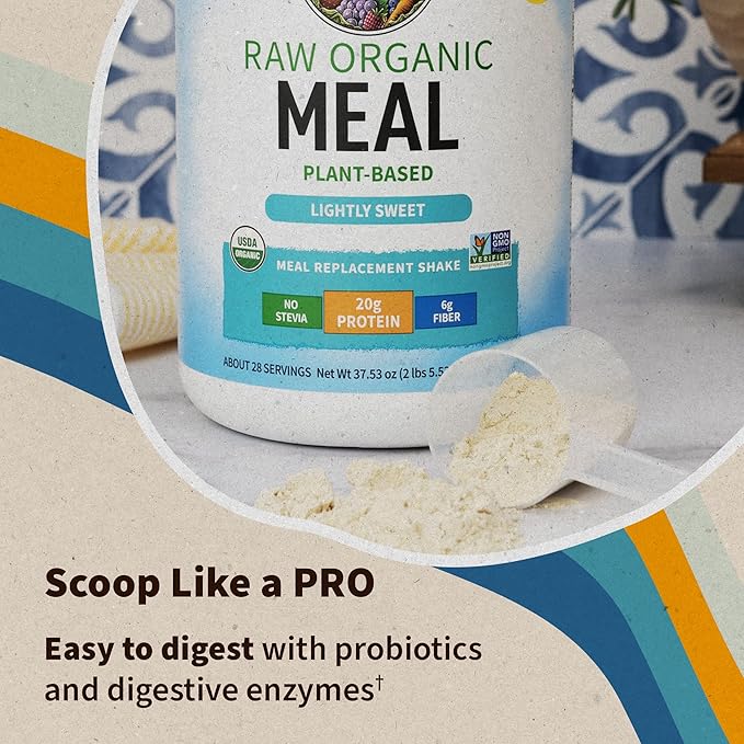 Garden of Life Meal Replacement Shakes, Vegan, Raw, Organic, Lightly Sweet Protein Powder with