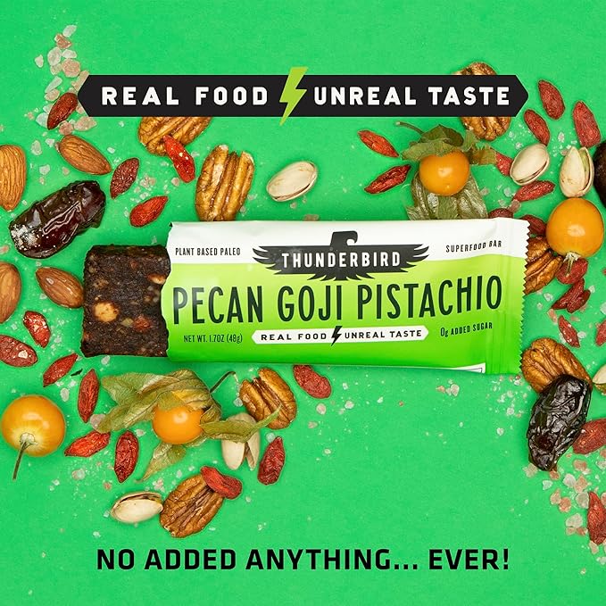 Thunderbird Bars Energy Snack, Gluten-Free with Protein, Healthy Real Food, Vegan Paleo Non-GMO, No
