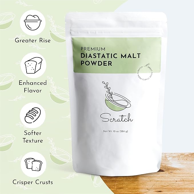 Scratch Diastatic Malt Powder for Baking - (10oz) Dried Barley Malt for Baking Bread - Bread