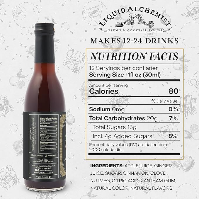 Liquid Alchemist Apple Spice Syrup for Cocktails - Real Ingredients Make our Apple Syrup for Drinks