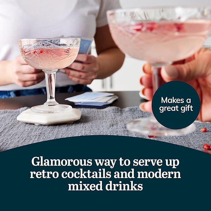 Libbey Hobstar Champagne Coupes , Timeless Bar Glasses, Dishwasher Safe Cocktail Glasses Set of 4
