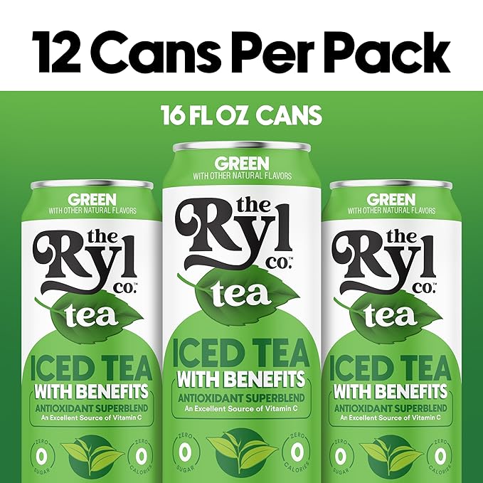 Ryl Iced Tea, Green, Antioxidant Superblend, Zero Sugar, Low Carb, Zero Calorie Iced Tea, 16.0 Fl
