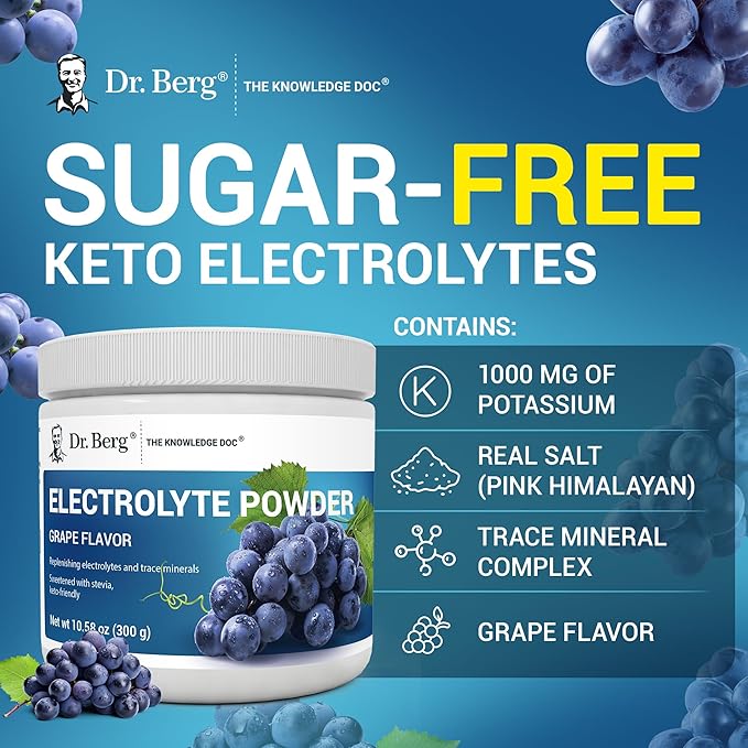 Dr. Berg Zero Sugar Hydration Keto Electrolyte Powder - Enhanced w/ 1000 mg of Potassium & Real