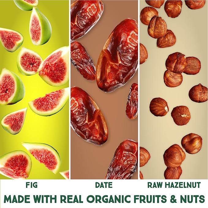 Happy Village Organic Fig & Nut Bars, DATE | Only 3 Ingredients, Gluten Free, No Added Sugar