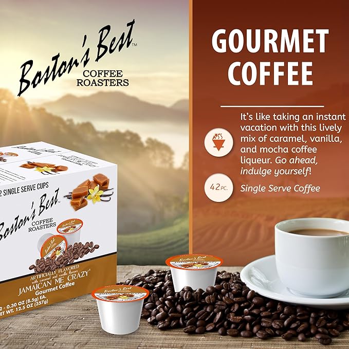 Boston’s Best - Jamaican Me Crazy Flavored Coffee, Delicious Gourmet Compatible with Keurig Coffee