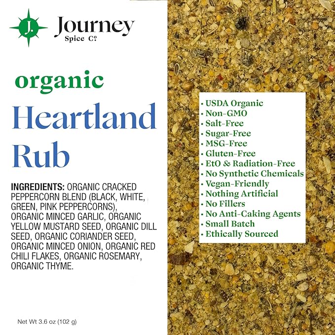 Organic Heartland Rub by Journey Spice Co. | Gourmet Coarse All-Purpose Dry Rub Inspired by Chicago