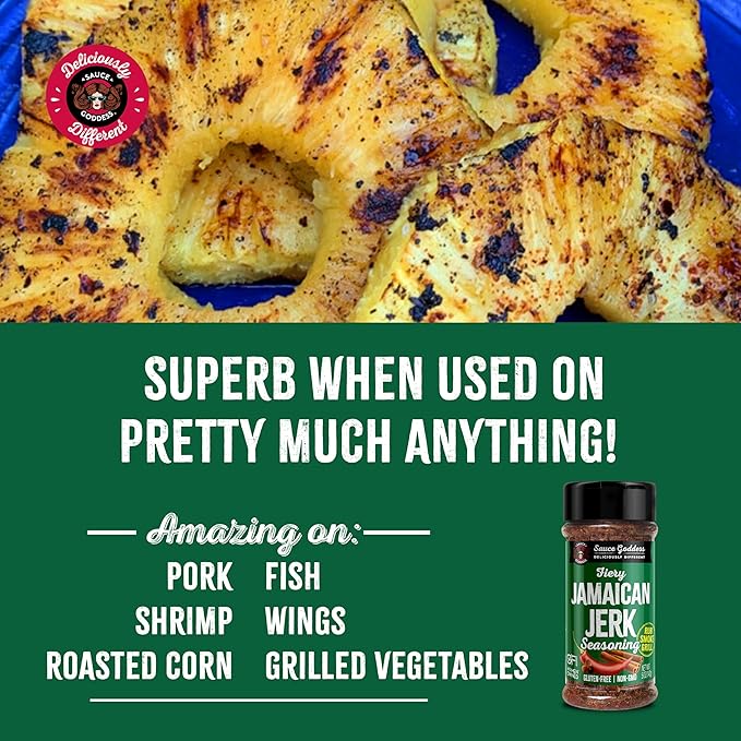 Sauce Goddess - Fiery Jamaican Jerk Spice Shaker - Caribbean Seasoning for Chicken, Pork & Seafood
