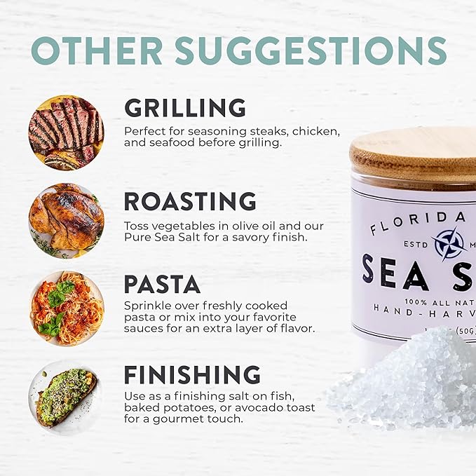 Pure Sea Salt by FLORIDA PURE 80+ Mineral Sea Salt Unrefined, Non Iodized, Addititive-free, Natural