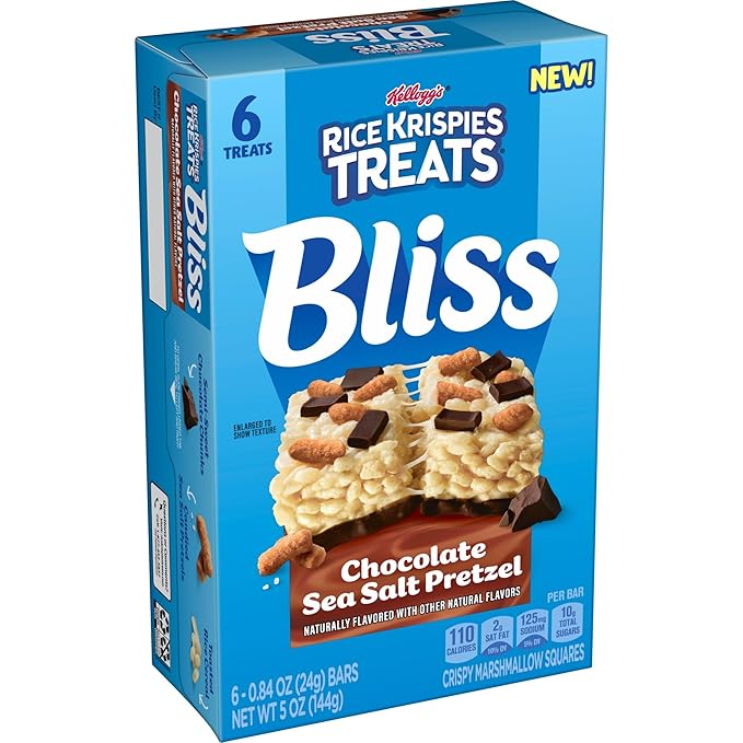 Rice Krispies Treats Bliss Crispy Marshmallow Squares, Snack Bars, Chocolate Sea Salt Pretzel (6