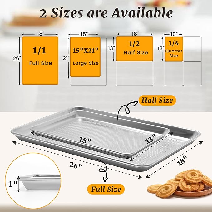 12 Pack Half Size Aluminum Perforated Baking Sheet Pan, 13"×18" Cookie Sheets For Oven in Bakery