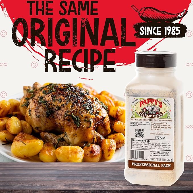Pappy's Garlic & Herb Seasoning - Perfect for BBQ, Smoked Brisket, Steak, Chicken, Seafood, Veggies