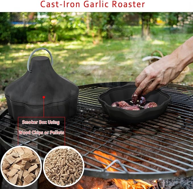 Cast Iron Saucepan & Chocolate Melting Pot, Small Sauce Pan & Tart Pan with Lid and Steamer, Garlic