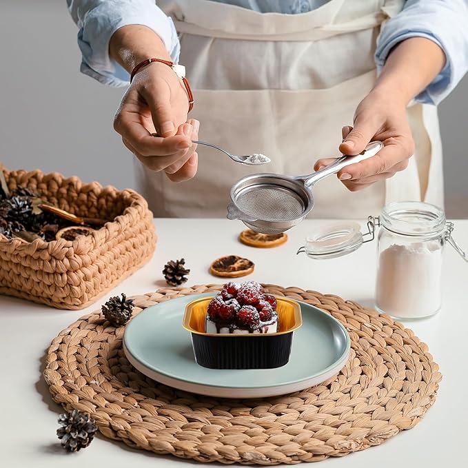 Aoriher 150 Pieces 10 oz Mini Cake Pans with Lids Aluminum Foil Baking Cups Square Disposable 4" x