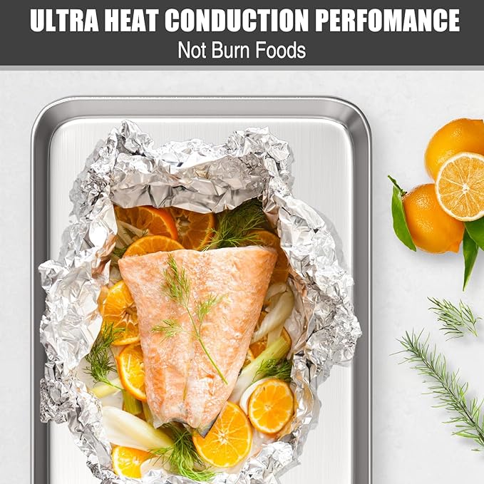 Baking Sheet Cookie Sheet Set of 2, Umite Chef Stainless Steel Baking Pans Tray Professional