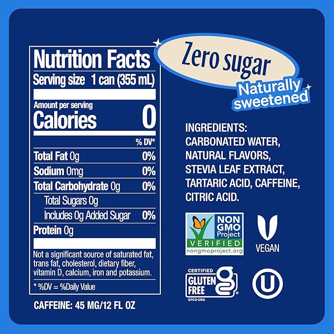 Zevia Zero Sugar Soda, Vanilla Cola, 12 oz Cans (24-Pack) ??Naturally Sweetened, Non-GMO Project