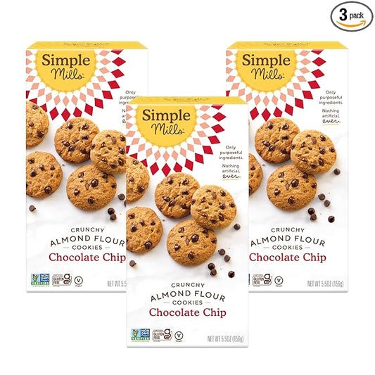 Simple Mills Almond Flour Crunchy Cookies, Chocolate Chip - Gluten Free, Vegan, Healthy Snacks