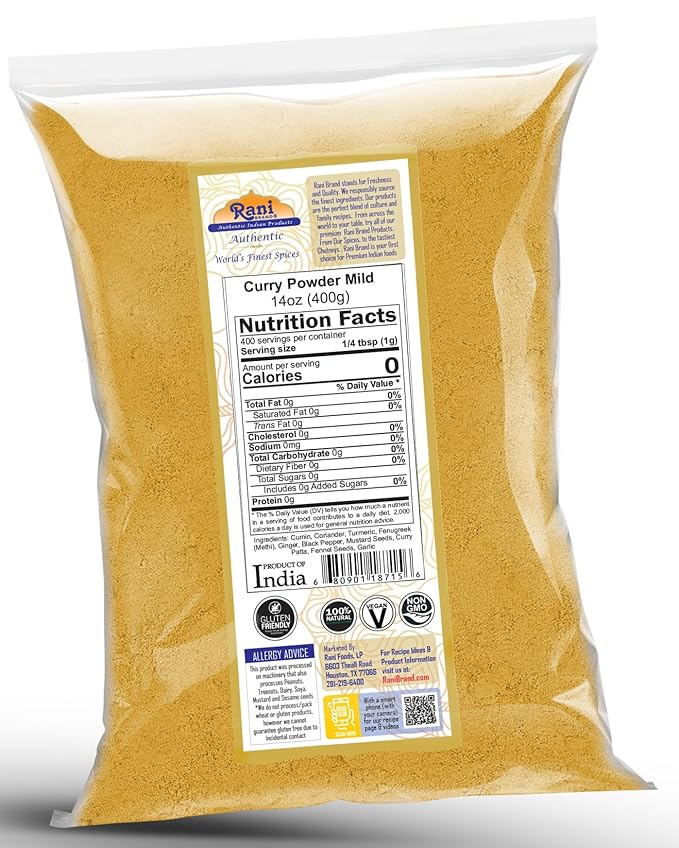 Rani Curry Powder Mild (10-Spice Authentic Indian Blend) 14oz (400g) ~ All Natural | Salt-Free | NO