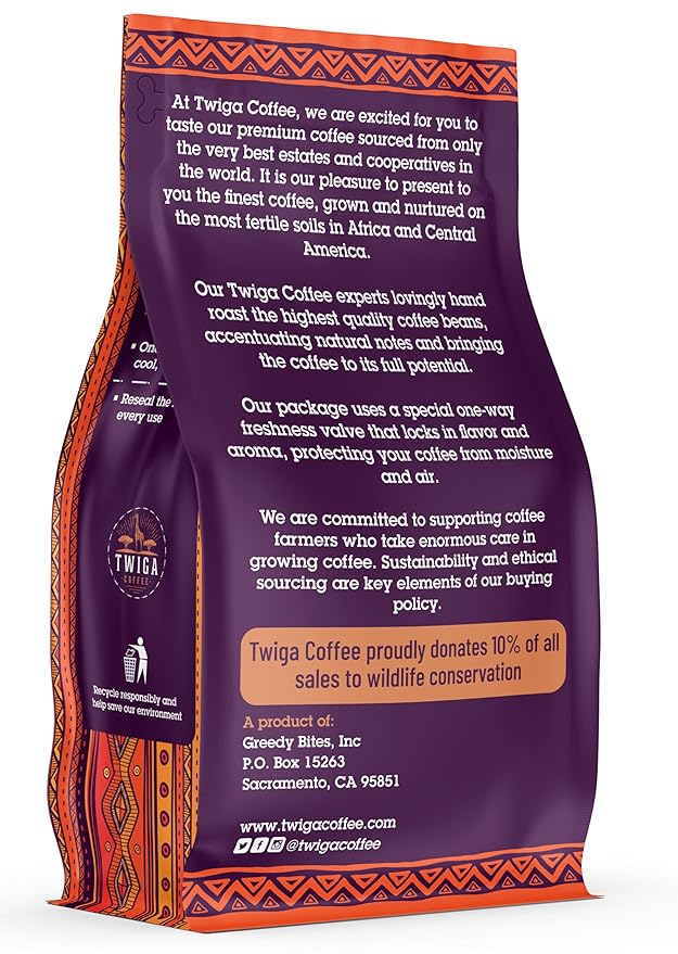 Twiga Coffee Premium Ethiopian Sidamo Decaf ??Organic Medium Roast Arabica Whole Bean ??Decaf