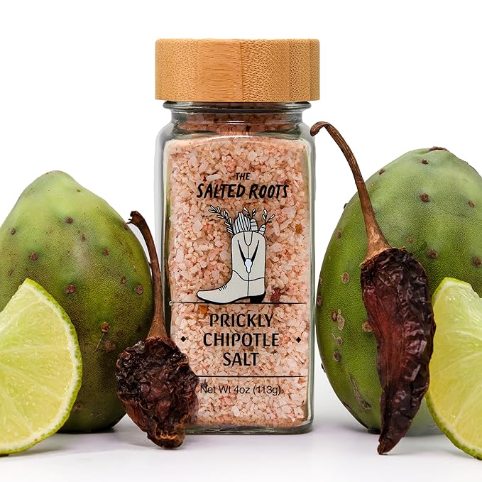The Salted Roots - Prickly Chipotle Salt - Smoky & Fruity Seasoning - Infused with Prickly Pear