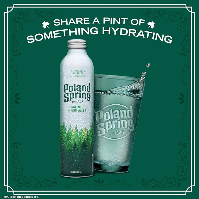Poland Spring Maine Spring Water Aluminum Bottle – Crisp, Still Bottled Water with Naturally