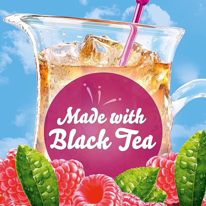 Crystal Light Raspberry Iced Tea Naturally Flavored Powdered Drink Mix, 72 ct Pack, 12 Canisters of