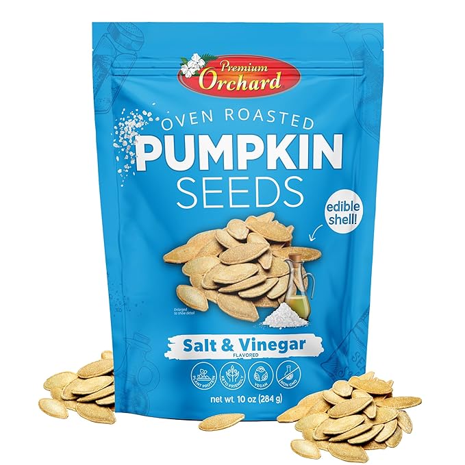 PREMIUM ORCHARD Flavored Pumpkin Seeds Oven Roasted | Salt and Vinegar| High Protein Snacks for