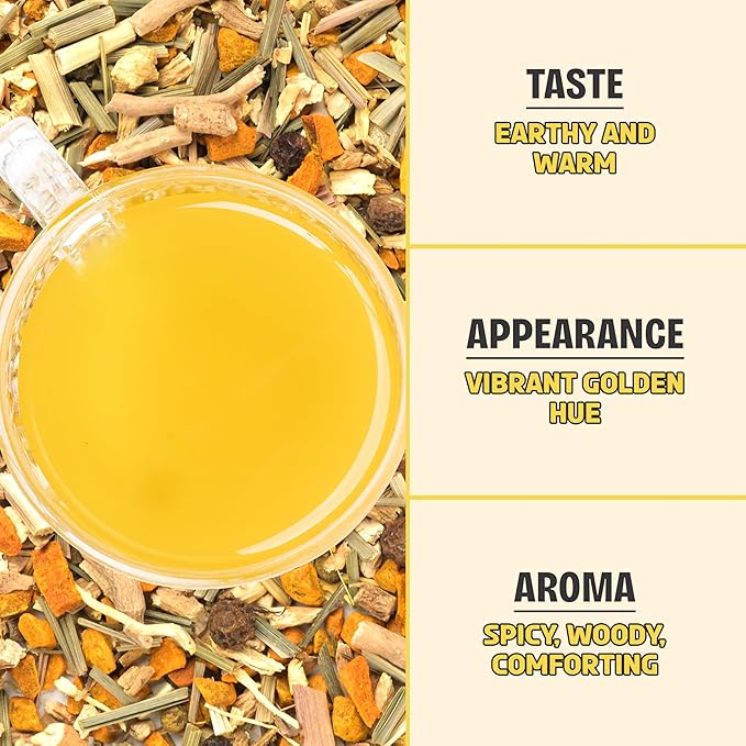 BREWIX, Turmeric Ashwagandha Herbal Tea Loose Leaf (100+ Cups, 7.05oz/200g) Real Ingredients From