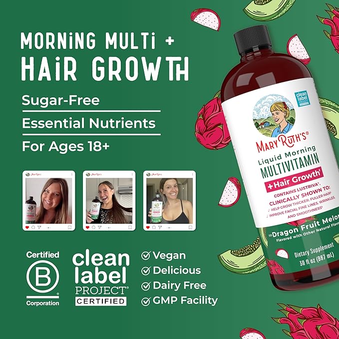 MaryRuth's Liquid Multivitamin + Hair Growth | Clinically Tested in Women for Thicker Hair & Facial