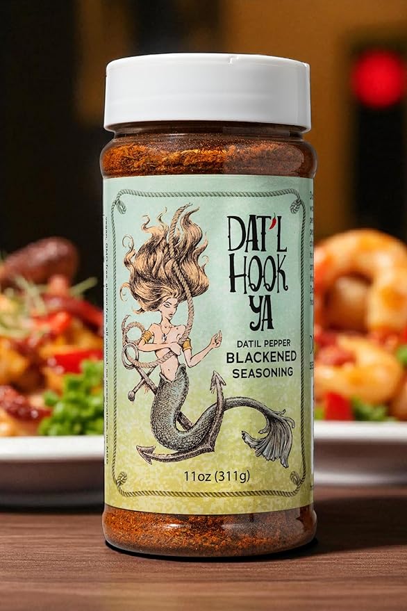 11oz- Hook?™Ya Blackened Seasoning ??Datil Pepper Blend ??Non-GMO, Gluten-Free, Vegan, Mild Heat