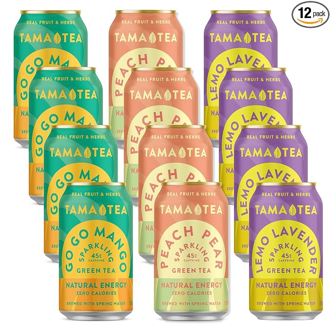 Tama Tea Sugar-Free Sparkling Green Tea Variety Pack – Organic & Naturally Energizing, Zero
