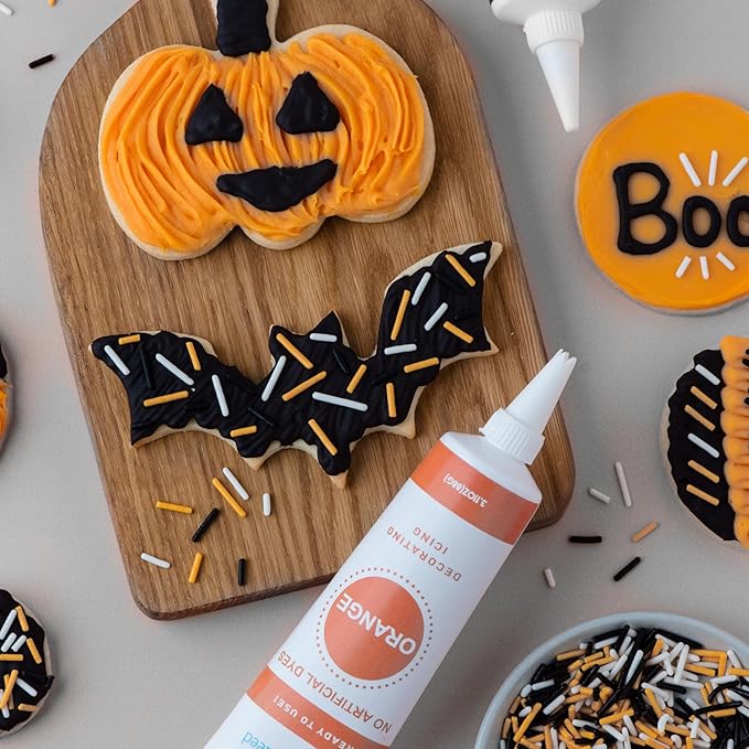 Sweets Indeed Dye-Free Halloween Frosting & Sprinkles Set ??8.22 oz | 2 Frosting Tubes (Orange &