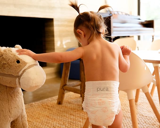 Pura Size 7 Eco-Friendly Diapers (33+lbs) Hypoallergenic, TCF, Soft Organic Cotton, Sustainable, up
