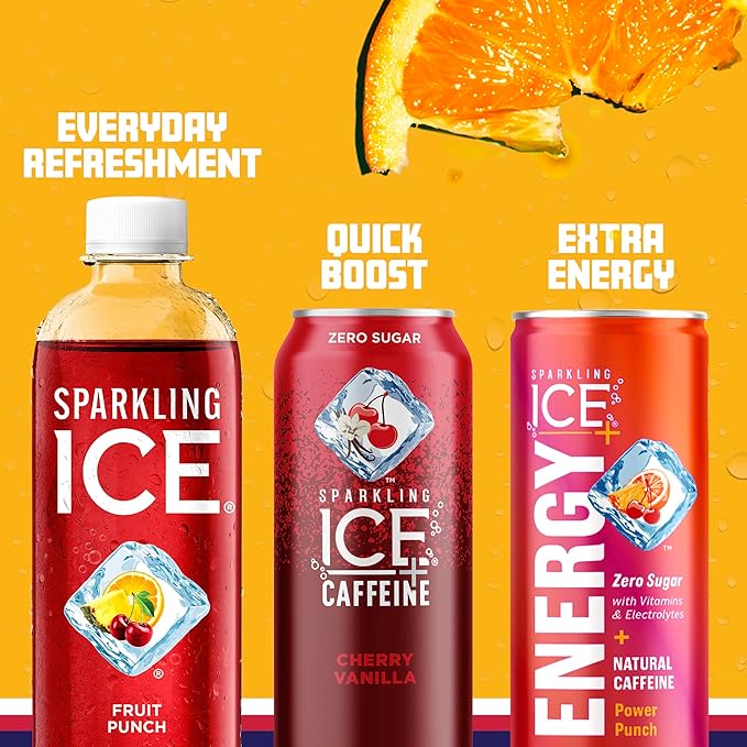 Sparkling Ice, Fruit Punch Sparkling Water, Zero Sugar Flavored Water, with Vitamins and
