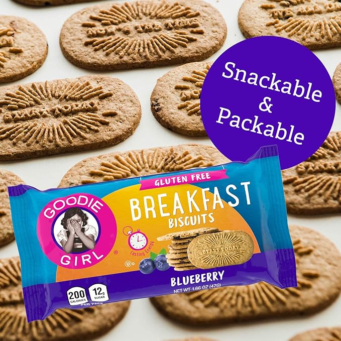 Goodie Girl, Blueberry Breakfast Biscuits | 16 Packs | Gluten Free | Plant Based | Peanut Free |