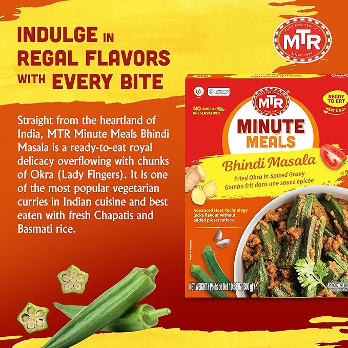 MTR - Bhindi Masala - Fried Okra in Spiced Gravy - Authentic Indian Ready To Eat Meal