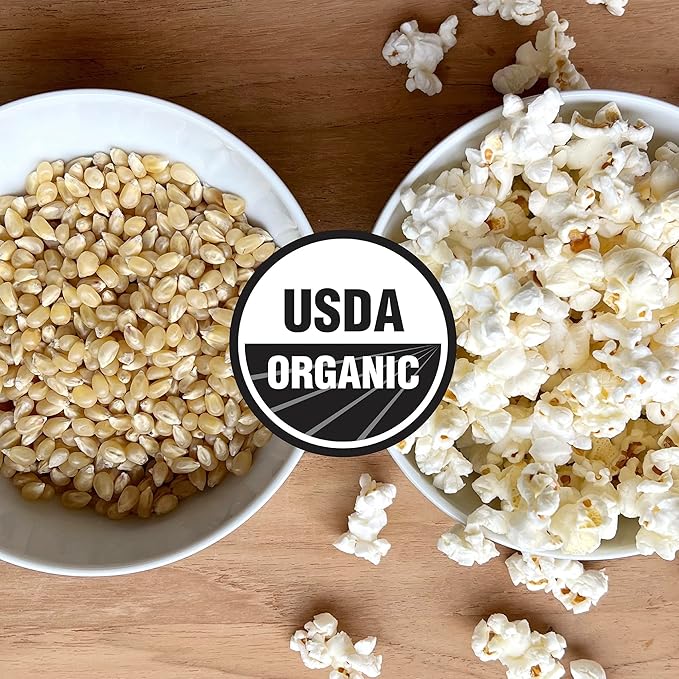 Organic White Popcorn Kernels 6 lb Bag, Non-GMO & Gluten Free, Sodium-Free, Pesticide-Free