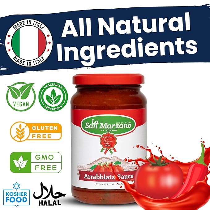 La San Marzano Arrabiata Sauce, 13 oz, Pasta Sauce Made in Italy, All Purpose Tomato Premium