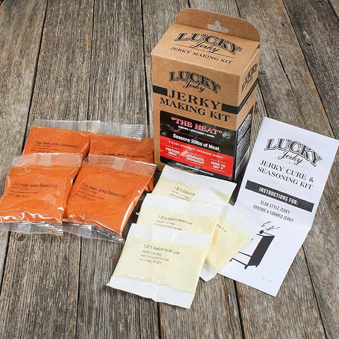 Lucky Jerky The Heat DIY Jerky Seasoning Kit - Seasons 20lbs of Meat