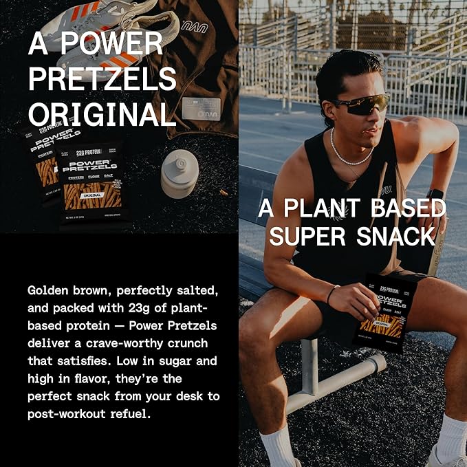 Power Pretzels High Protein Pretzel Sticks, Vegan Friendly and Plant-Based with 23g Protein per