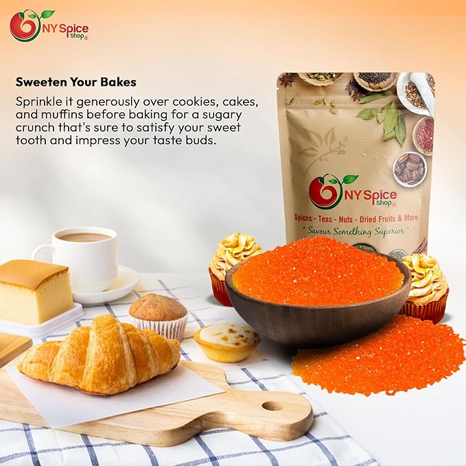 NY Spice Shop Orange Sanding Sugar - 3 Pound Sweet Colorful Edible Sprinkles For Candy Dish - Sugar