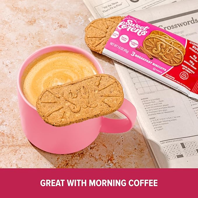 Sweet Loren's Vegan Breakfast Biscuits | Cinnamon Sugar | 4g Protein, 19g Whole Grains | Plant