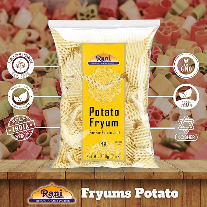 Rani Far Far / Fryums (Wheat & Tapioca Pellet) Potato Jhali 7oz (200g) ~ Vegan, Kosher, Uncooked