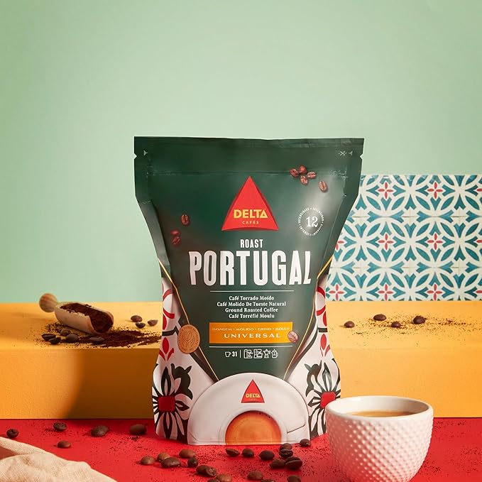 Delta Cafés Portugal Ground Coffee, Smooth and Delicious Medium Roast Coffee, Espresso Machine