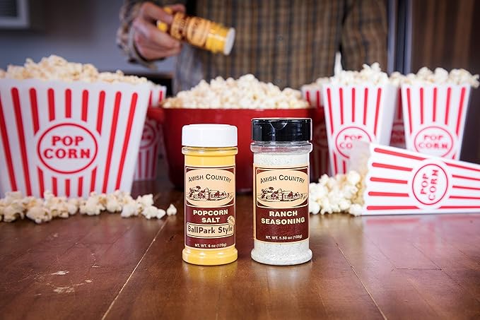 Amish Country Popcorn | Seasoning Variety Pack | BallPark Style ButterSalt - 5.5 oz and Ranch - 5.5